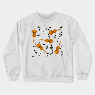 Cello Black Music Notes Crewneck Sweatshirt